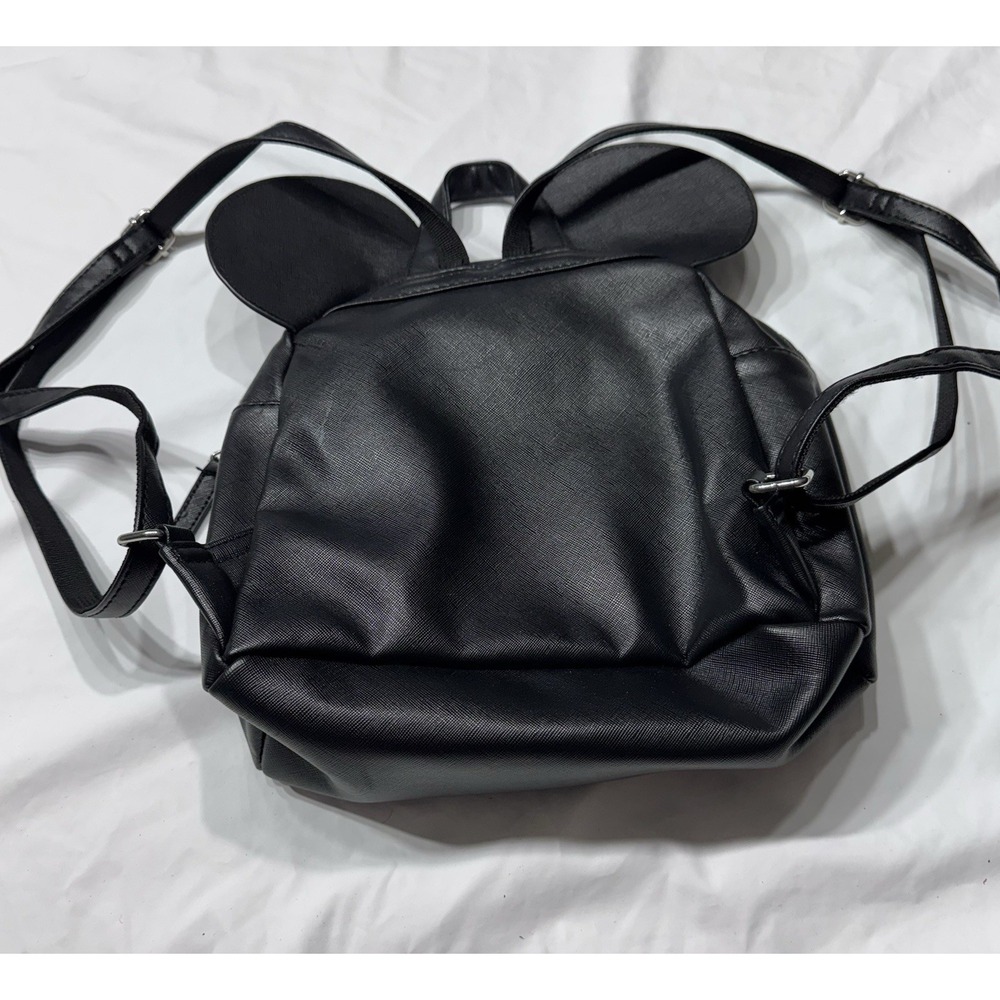 Disney Mickey Mouse Backpack Bag Ears Mini Black Red Zip Disneyland Logo - Picture 7 of 9